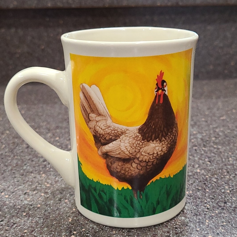 Rooster Mugs set of 4 Cups Coffee Tea Bay Island Vintage Farm Designs Slim 8 oz - Picture 3 of 16